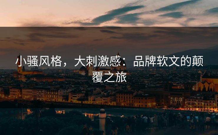 小骚风格，大刺激感：品牌软文的颠覆之旅