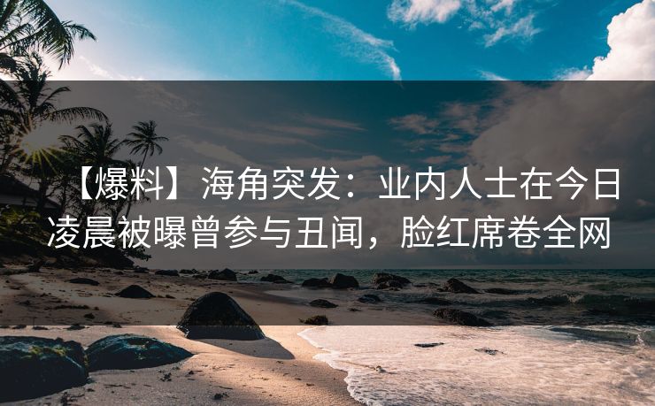 【爆料】海角突发：业内人士在今日凌晨被曝曾参与丑闻，脸红席卷全网