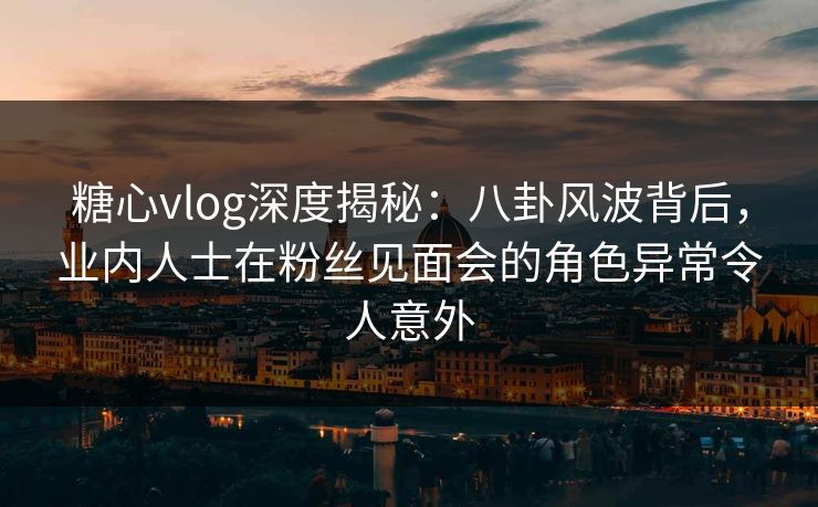 糖心vlog深度揭秘：八卦风波背后，业内人士在粉丝见面会的角色异常令人意外